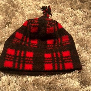 Red and black plaid hat